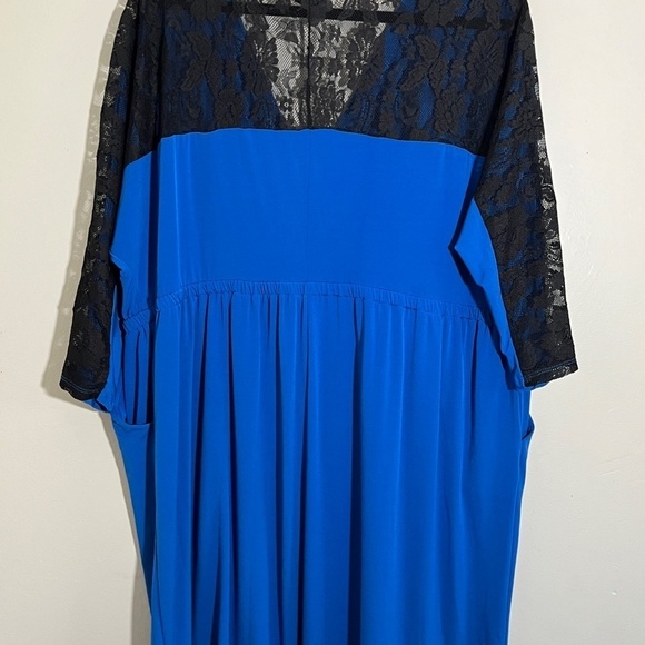 Torrid Dress 22 Blue Color Block Neutral Lace Feminine Retro 80s Skater Pinup - Picture 6 of 13